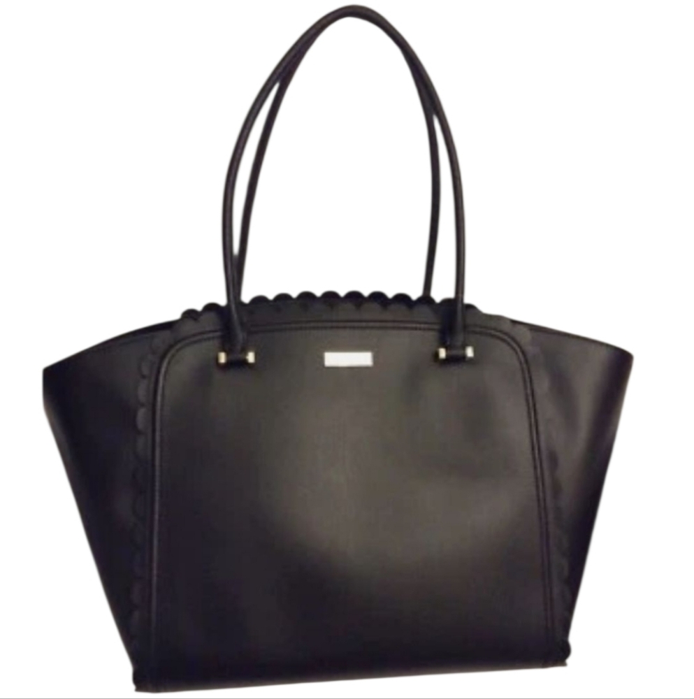 Kate Spade - Large New York Maple Court Maxime Scallop Black Tote 19x11x6 - Picture 1 of 16